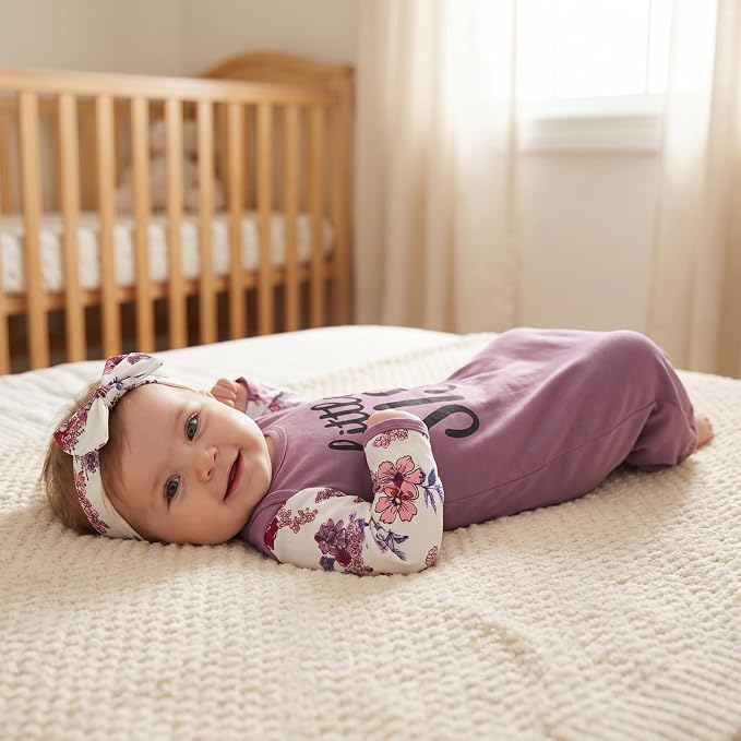 AMAWMW Newborn Baby Girl Little Sister Sleeper Gown Stripe Long Sleeve - Image 4