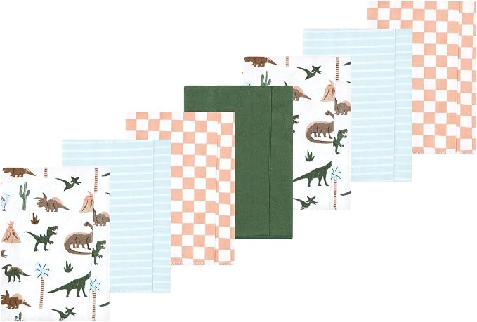 Luvable Friends Hudson Baby Flannel Burp Cloths 7pk, Vintage Dino by Luvable+Friends