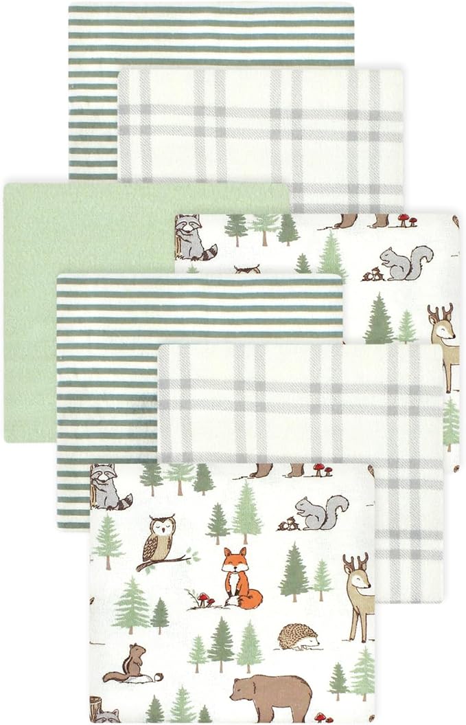 Little Treasure Hudson Baby Cotton Poly Flannel Receiving Blankets Multipack by HudsonBaby