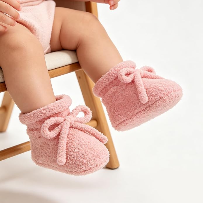 LAWKUL Cotton Baby Booties Newborn Fleece Shoes Sock - Image 2