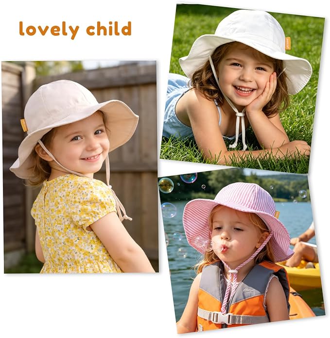 Baby Girl Sun Hat with UPF 50+ Outdoor Adjustable Toddler Beach Hat with Wide - Image 7