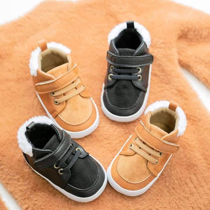 Meckior Toddler Baby Boys Girls High Tops Ankle Sneakers Soft Anti-Slip Sole PU - Image 2