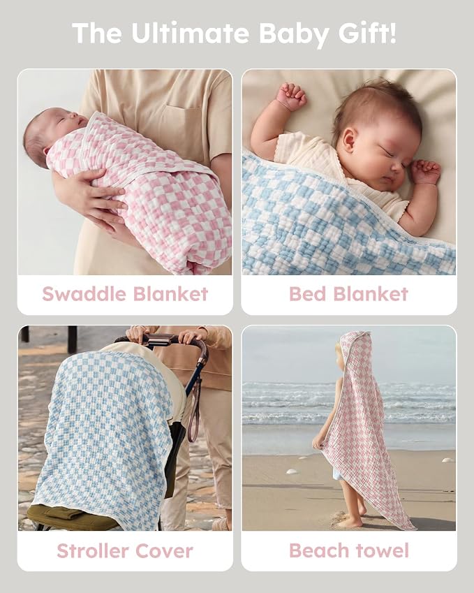 Yoofoss Hooded Baby Bath Towels 2 Pack 100% Muslin Organic Cotton - Image 5