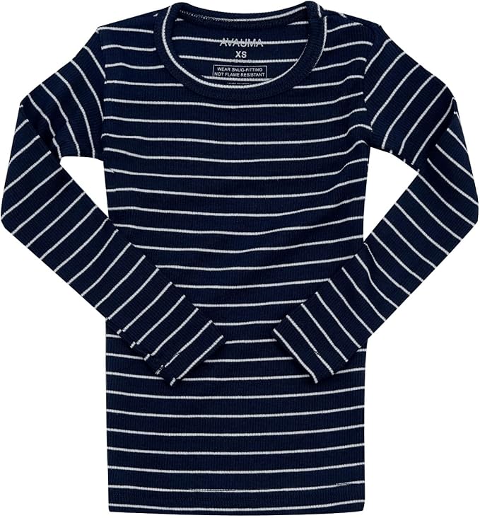 AVAUMA Stripe Pattern Baby Boys Girls Pajama Set Kids Toddler Snug fit Ribbed - Image 4