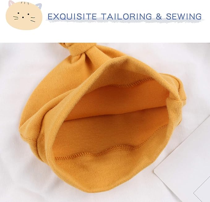 JANGANNSA Newborn Baby Hat Infant Baby Boys Beanie Top Knot Stretchy Hats for Girls 100% Organic Cotton