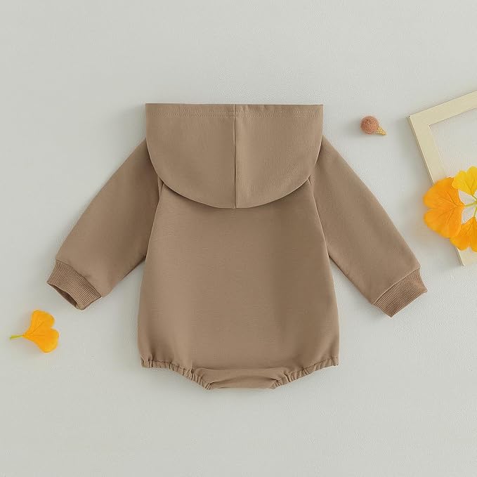 Thorn Tree Newborn Baby Boys Hooded Sweatshirt Long Sleeve Solid Romper Infant - Image 6