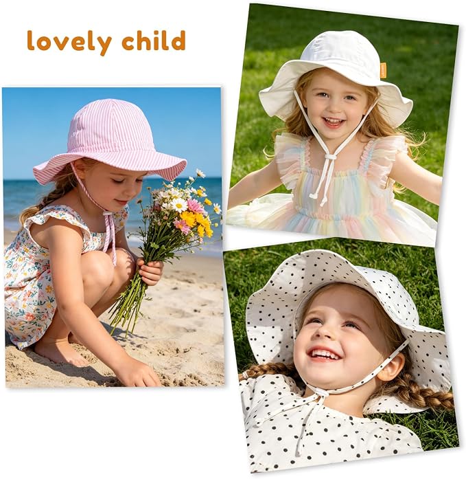Baby Girl Sun Hat with UPF 50+ Outdoor Adjustable Toddler Beach Hat with Wide - Image 7