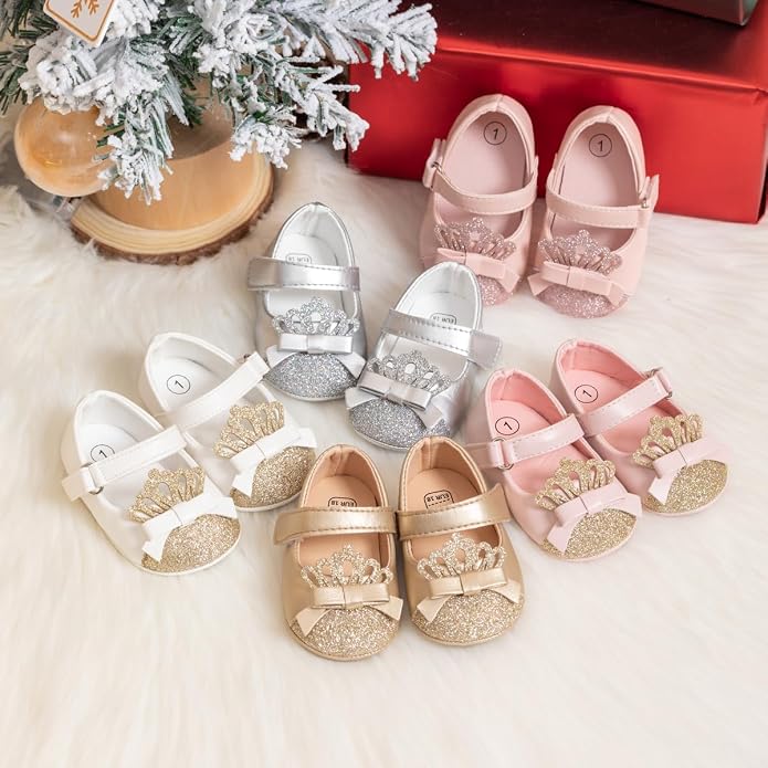 Meckior Infant Baby Girls Soft Sole Bowknot Princess Wedding Dress Mary Jane - Image 4
