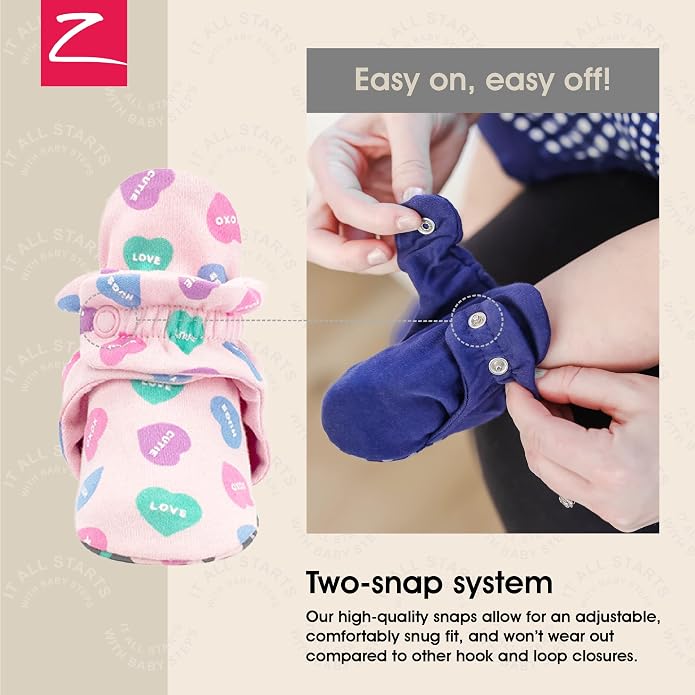Zutano Unisex Organic Cotton Baby Booties, Stay-On and Non-Slip, Newborn to - Image 3