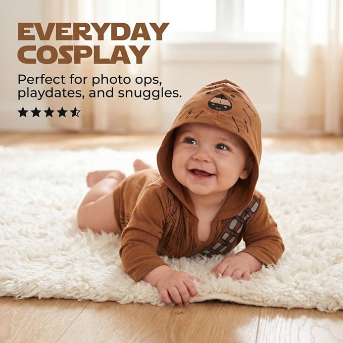 STAR WARS Baby 3 Pack Hooded Cosplay Bodysuits Newborn to Infant Sizes - Image 2