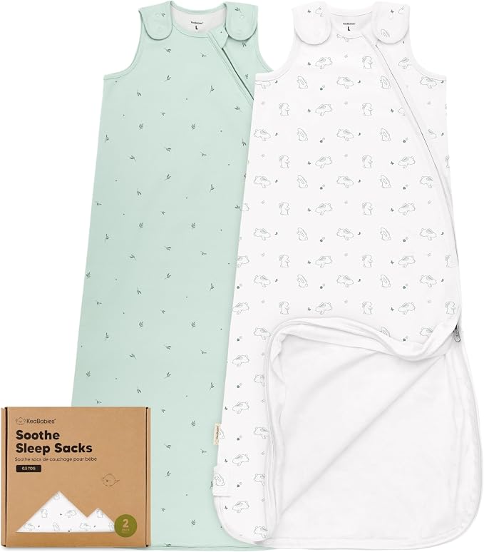 2-Pack Organic Baby Sleep Sacks, 100% Cotton 0.5TOG by KeaBabies