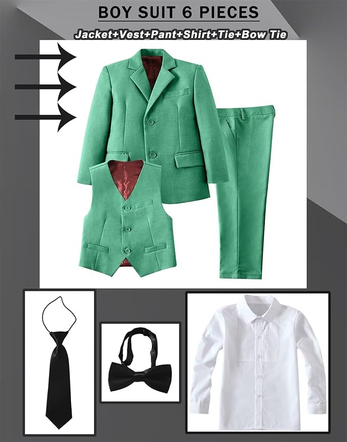 Boys Suit Set Slim Fit Kids Formal Suits Toddler Tuxedo Wedding Prom Classic Suits for Boy Teen Black Blue Dress Outfit