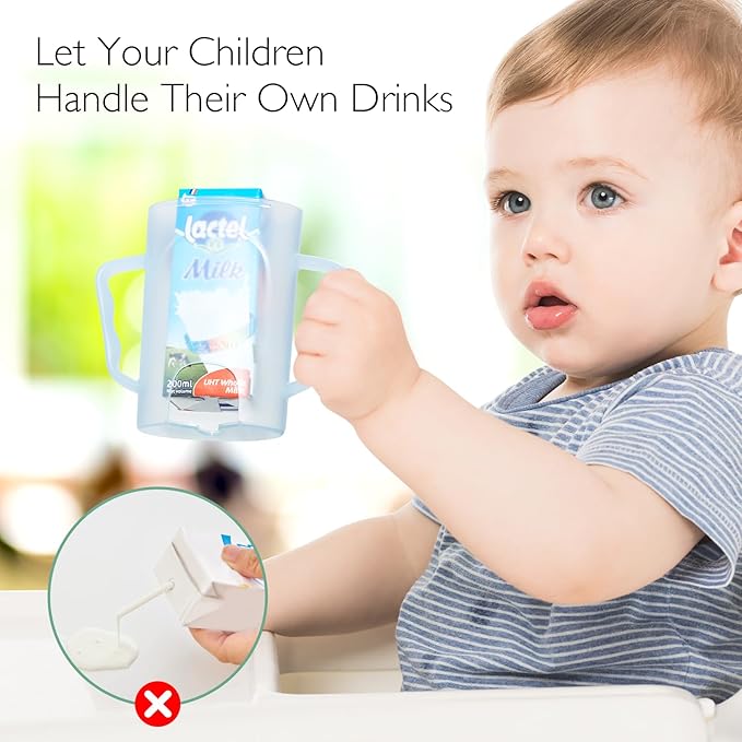 Momcozy Baby Pouch Holder No Squeeze, Baby Food & Juice Box Holder, Mess-Free, Easy Grip for Self-Feeding, BPA-Free & DEHP-Free, Must-Have for Babies, Blue