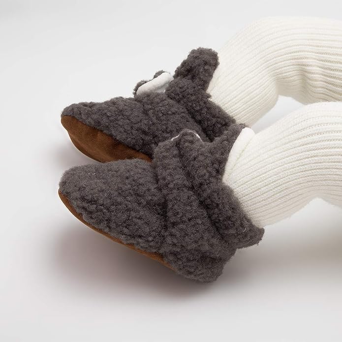 Infant Baby Boys Girls Cozy Fleece Booties Stay on Slippers Non Slip Soft - Image 2