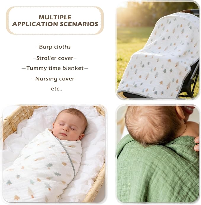 Muslin Baby Blanket 2 Pack, Cotton Swaddle Blanket - Image 4