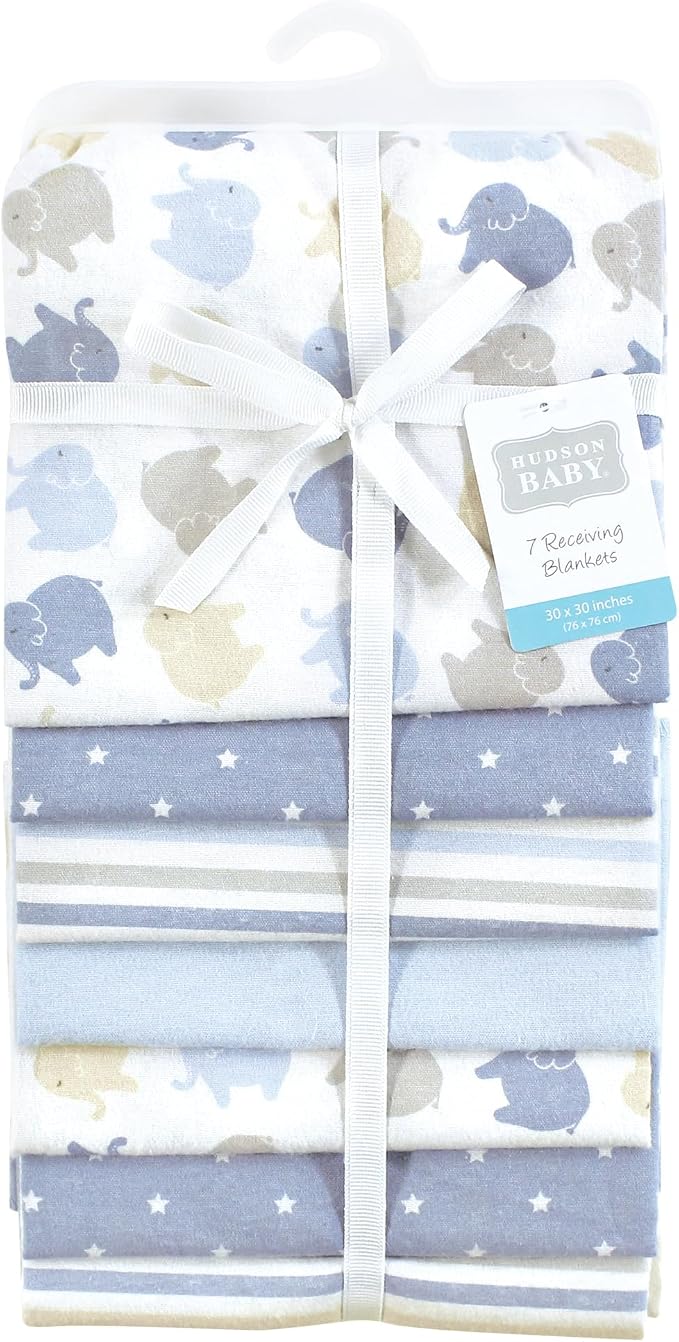 Hudson Baby Unisex Baby Cotton Flannel Receiving Blankets 7-Pack Bundle - Image 2