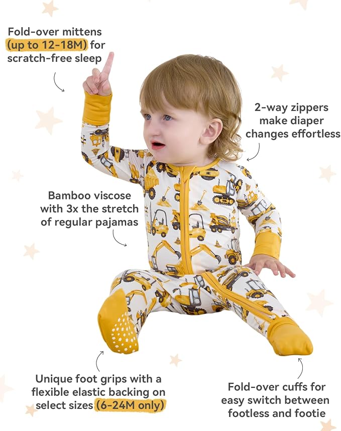 babee Reshinee Bamboo Viscose Baby Footie Pajama, Zipper Sleeper Boys Girls - Image 3
