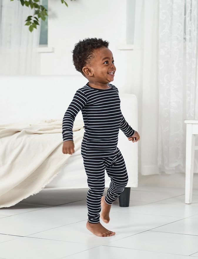 AVAUMA Stripe Pattern Baby Boys Girls Pajama Set Kids Toddler Snug fit Ribbed - Image 5