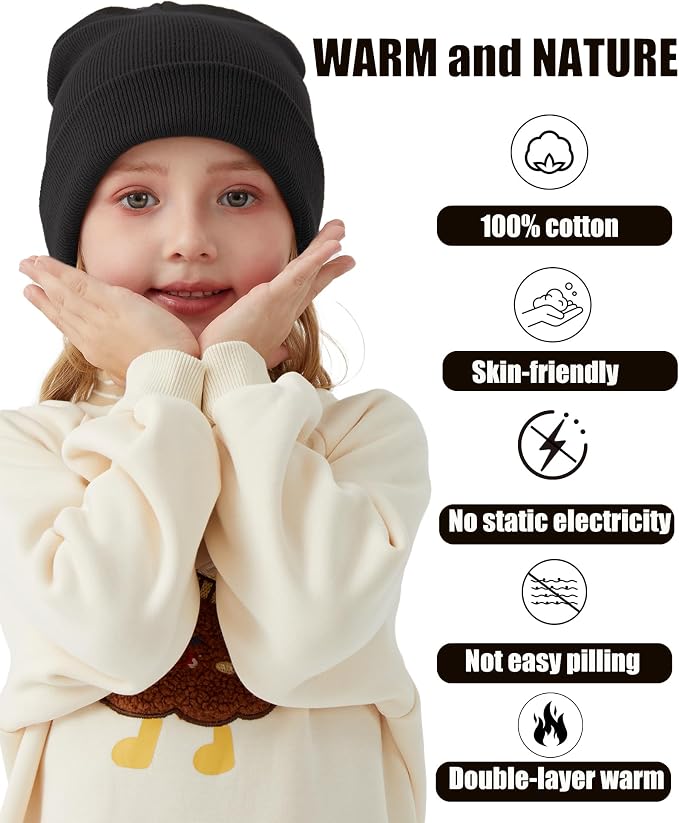 ROYBENS 100% Cotton Baby Beanie Cute Toddler Winter Hat Knit Caps Ages 0-8 | - Image 4