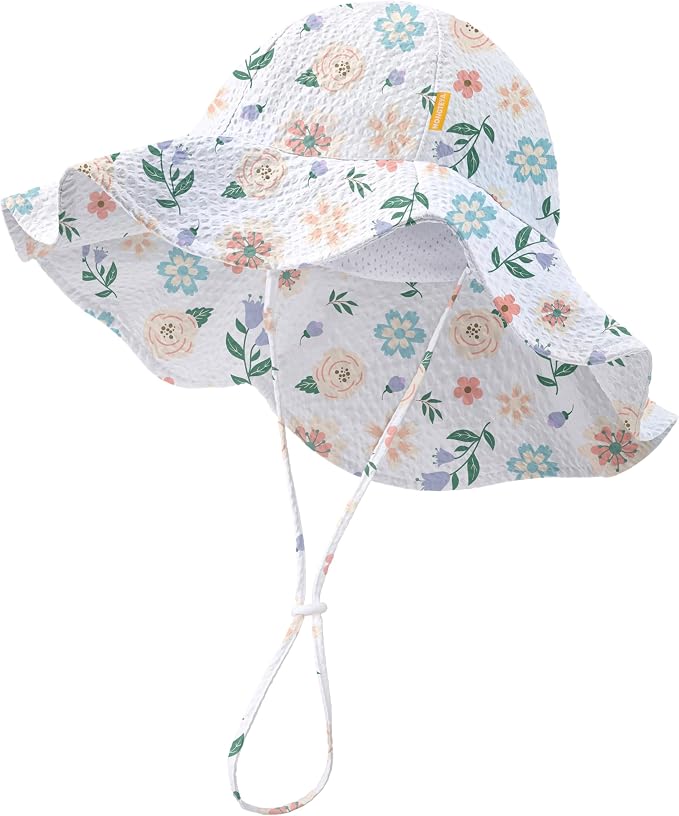 HONGTEYA Baby Sun Hat Wide Brim Adjustable Toddler Beach Bucket Hat | Soft by HONGTEYA