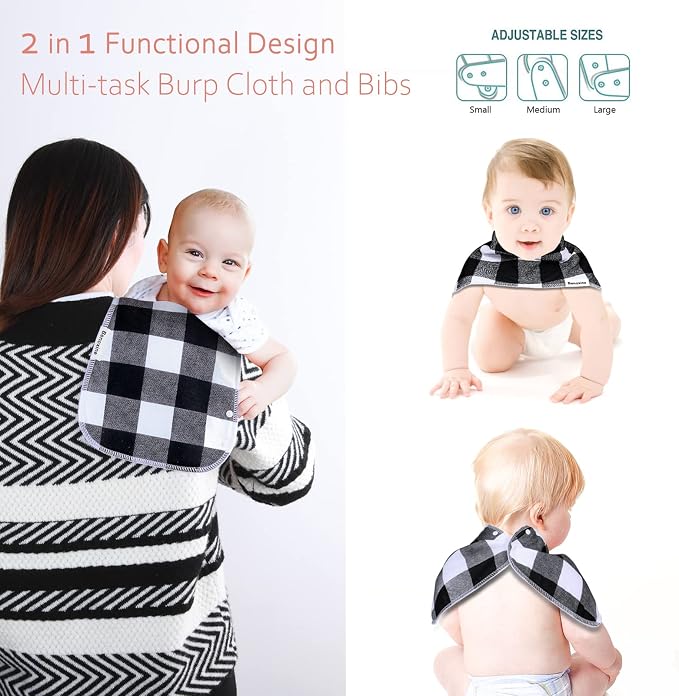 Baby Burp Cloths & Baby Bibs 2-in-1 Design Large Size 3 Layers Thicken Cotton - Image 2