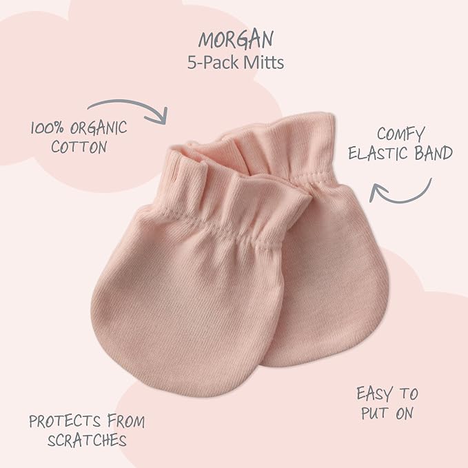Butterblu Morgan 5-Pack Mitts 100% Cotton No Scratch Mitten Gloves | GOTS - Image 2