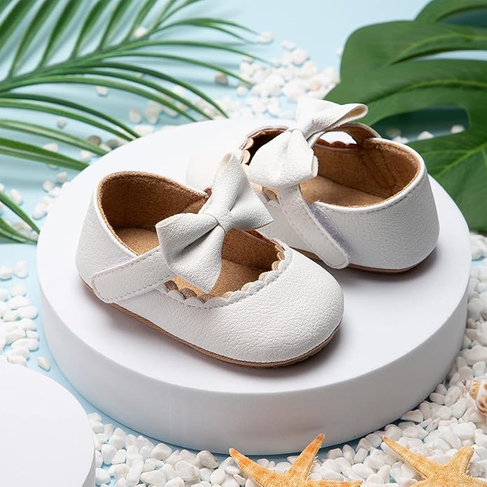 Meckior Infant Baby Girls Soft Sole Bowknot Princess Wedding Dress Mary Jane - Image 8
