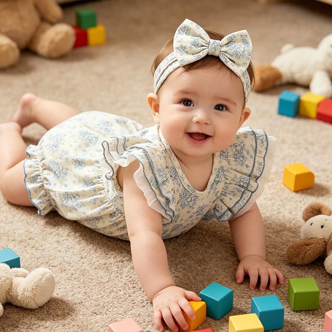TITKKOP Ruffle Bubble Romper for Baby Girl | One-Piece Shorts Jumpsuit | Summer - Image 2