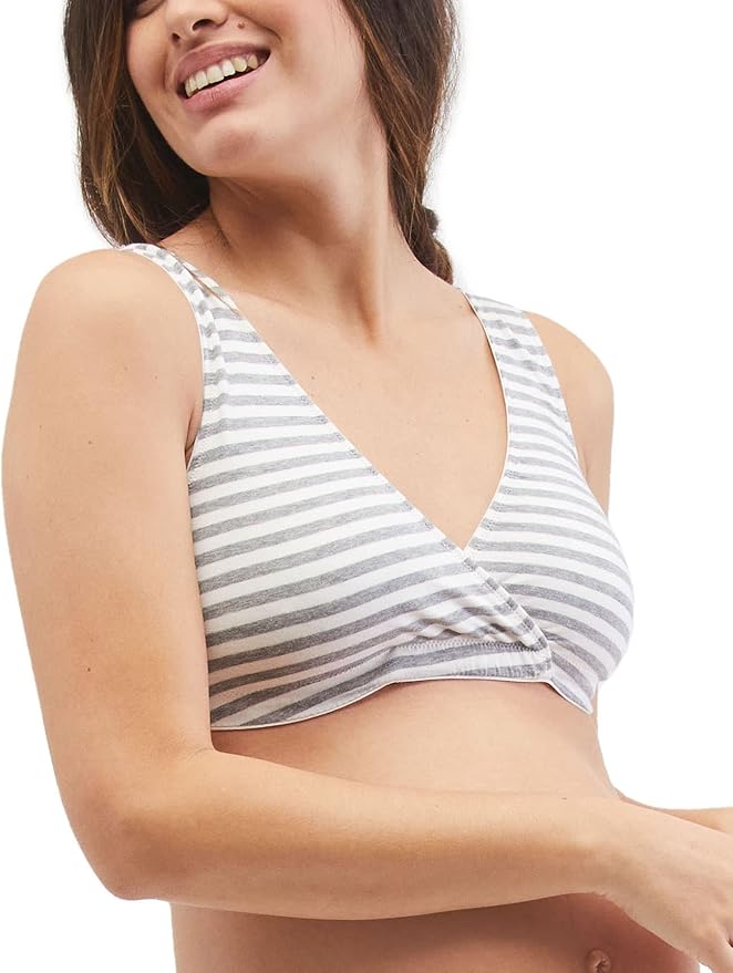 Motherhood Maternity Womens Soft Cotton Spandex Wrap Front Maternity & Nursing Sleep Bralette Bra S-3x