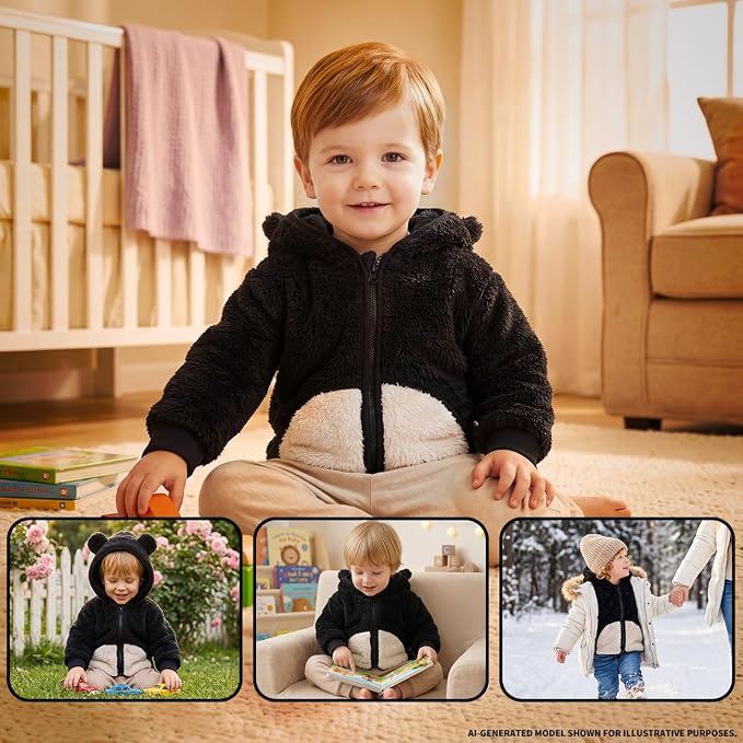 Baby Girl Winter Warm Fleece Jacket Toddler Boy Sherpa Infant Sweater Coat | - Image 2