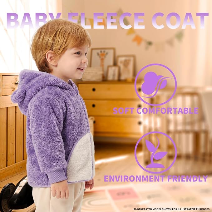 Baby Girl Winter Warm Fleece Jacket Toddler Boy Sherpa Infant Sweater Coat | - Image 3