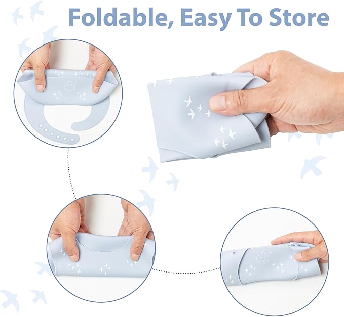 Little Dimsum Silicone Baby Feeding Bibs Easily Adjustable and Wipe Clean Soft - Image 5