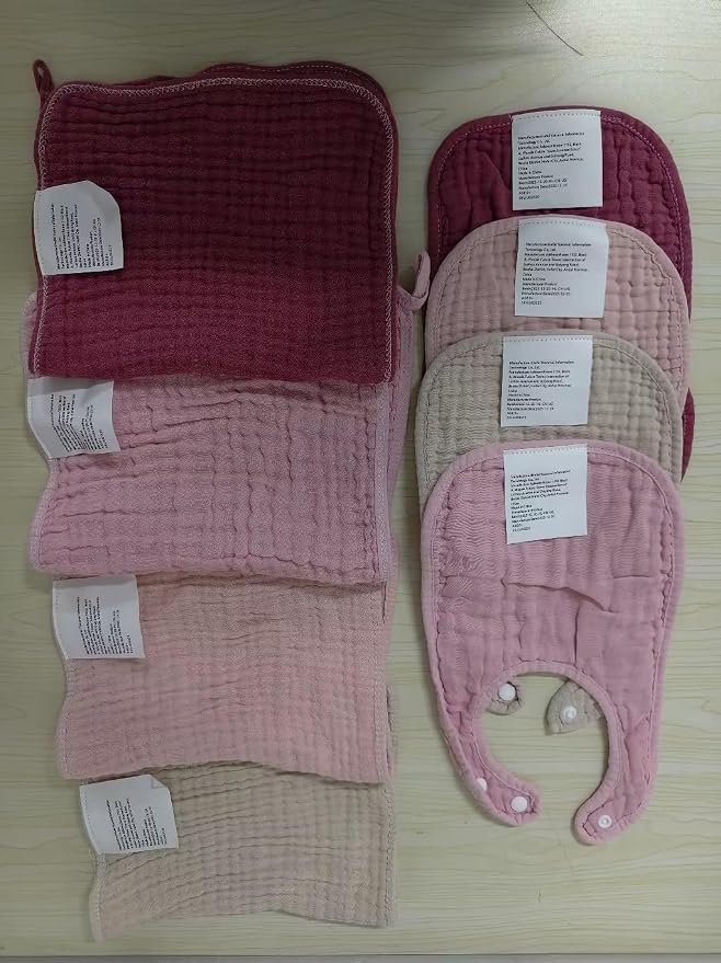 Tallew 8 Pack Muslin Burp Cloths and Baby Bibs - Image 7