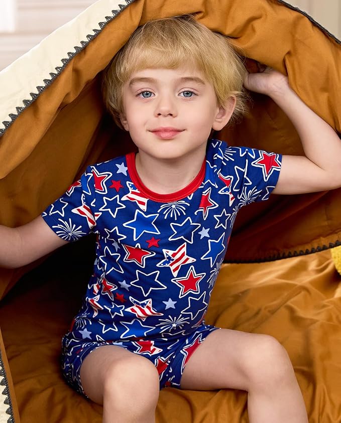 babee Reshinee Bamboo Viscose Toddler Boys Pajamas Set, Short Sleeve Kids - Image 7