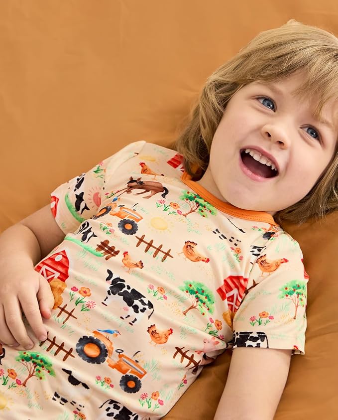 babee Reshinee Bamboo Viscose Toddler Boys Pajamas Set, Short Sleeve Kids - Image 6