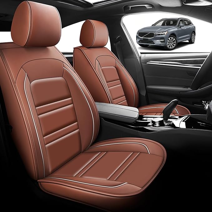 Seat Cover for Volvo Car xc60 2010-2025 | Car Seat Covers Front Seats, Waterproof Seat Protectors, Automotive Front Seat Covers (Front Seat, Coffee)