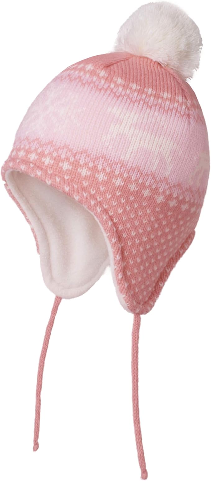 LANGZHEN Toddler Kids Infant Winter Hat,Earflap Knit Warm Cap Fleece Lined Beanie for Baby Boys Girls