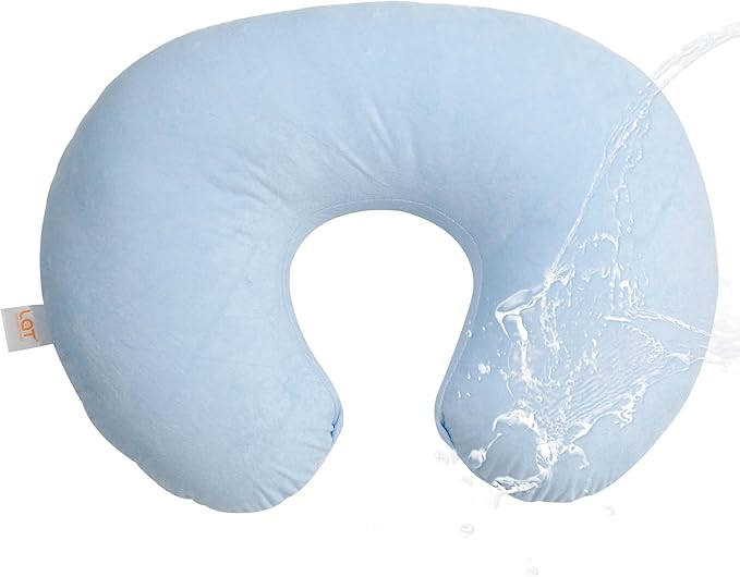 LAT Waterproof Nursing Pillow for Breastfeeding,Waterproof Removable Cover,Ergonomic Breast Feeding Pillows Baby for Baby Boys and Girls,Machine Washable(Blue)