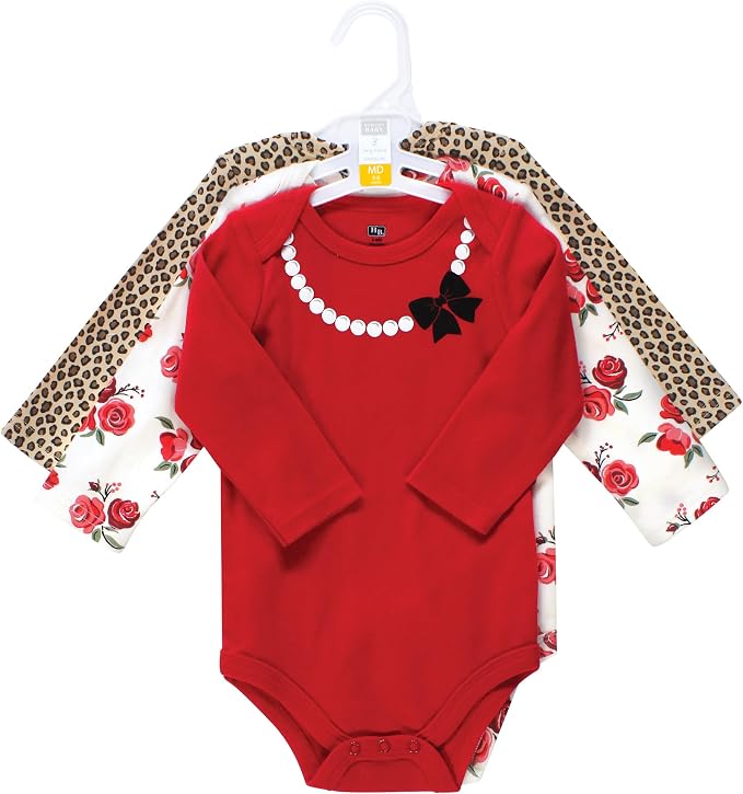 Hudson Baby Baby Girls' Cotton Long-sleeve Bodysuits 3-pack - Image 2