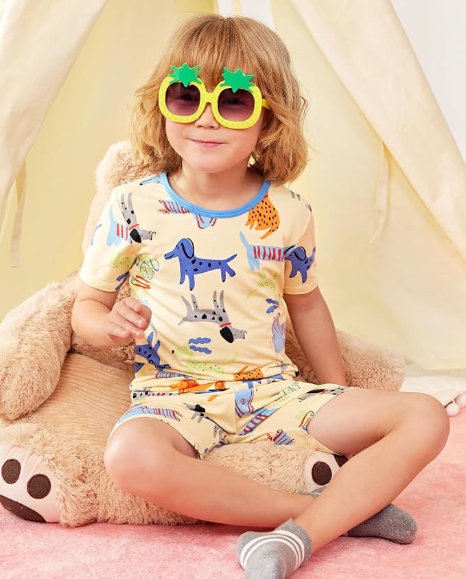 babee Reshinee Bamboo Viscose Toddler Boys Pajamas Set, Short Sleeve Kids - Image 5