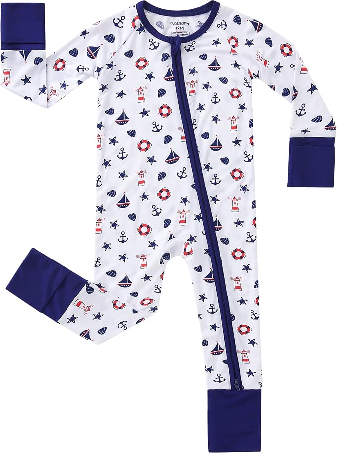 pureborn Baby Sleeper Viscose from Bamboo Zipper Footies Pjs 0-24 Months | by pureborn