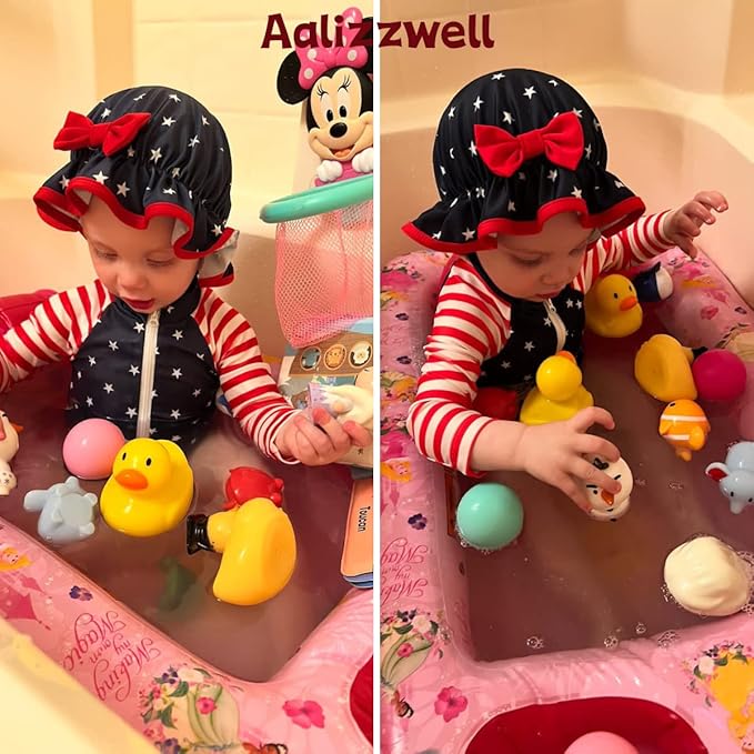 Aalizzwell Baby Girls Long Sleeve One Piece Swimsuit with Hat