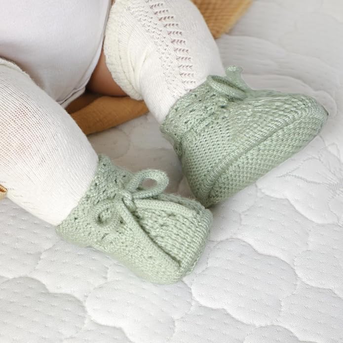 Baby Booties 100% Cotton Knitted Newborn First Cozy Warm Crib Shoes - Image 4