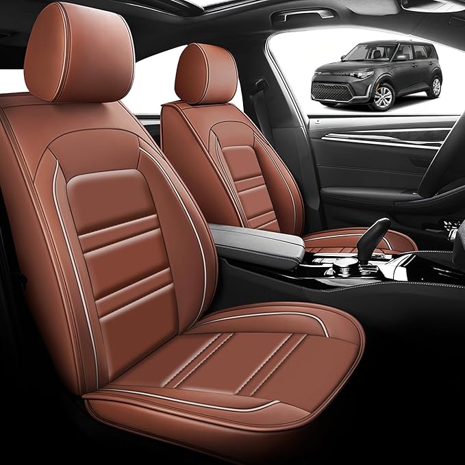 Seat Cover for kia Soul 2010-2025 | Car Seat Covers Front Seats, Waterproof Seat Protectors, Automotive Front Seat Covers (Front Seat, Coffee)