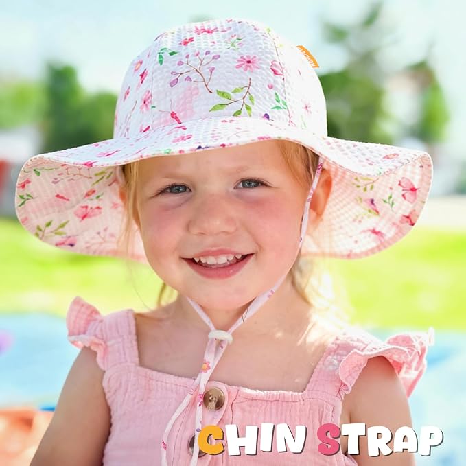 HONGTEYA Baby Sun Hat Wide Brim Adjustable Toddler Beach Bucket Hat | Soft - Image 4