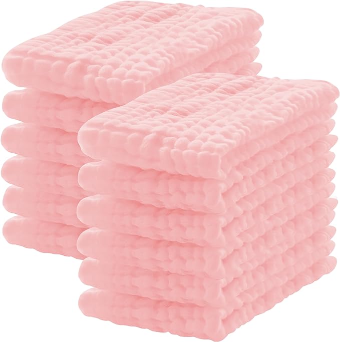 Lovely Care 12 Pack Muslin Burp Cloths 100% Cotton Muslin Cloths Large by Lovely+Care