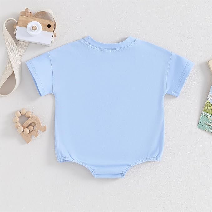 Baby Boy Girl Bubble Romper Infant Plain Oversize T-shirt Bodysuit - Image 2