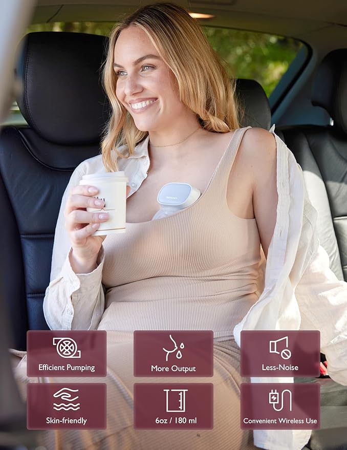 Momcozy S9 Pro Upgraded Wearable Breast Pump, Hands-Free Design with Extended Battery Life & LED Display, Double Electric Portable Pump with 2 Modes & 9 Levels, 24mm, 2-Pack, Gray