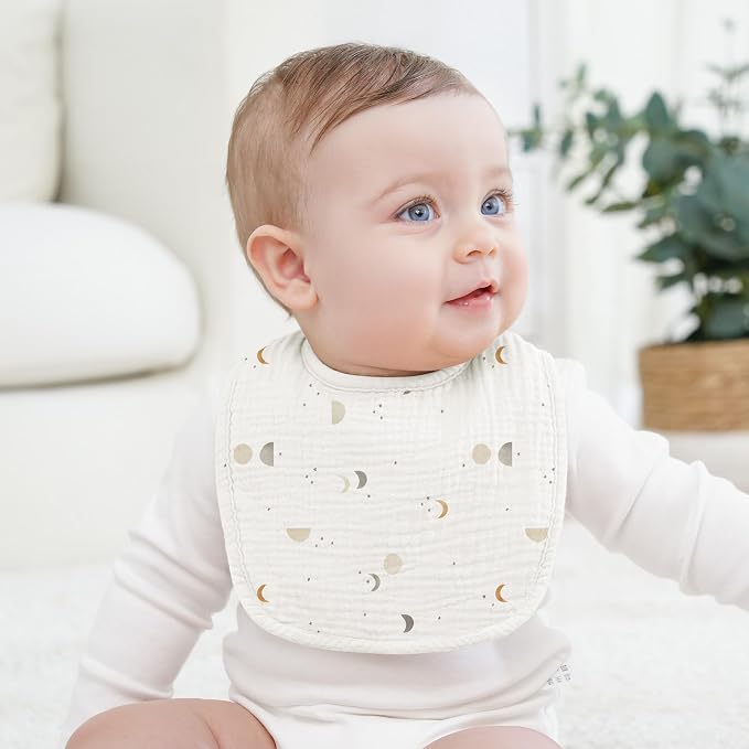 Bearmoss 100% Cotton 10 Pack Muslin Baby Bibs - Image 5