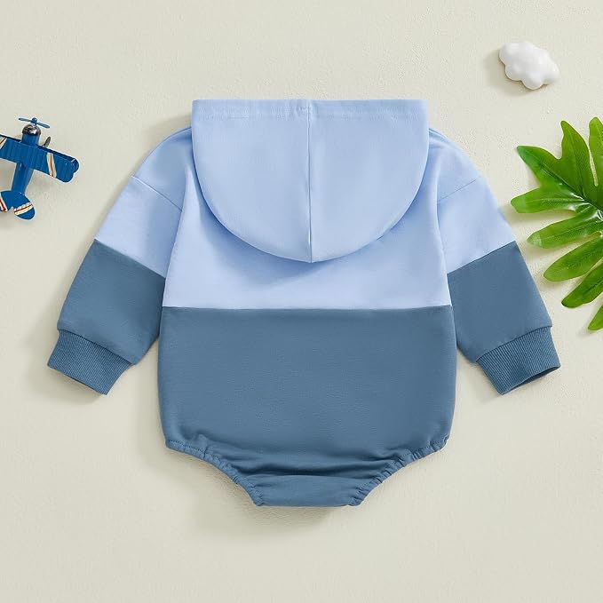 Thorn Tree Newborn Baby Boys Hooded Sweatshirt Long Sleeve Solid Romper Infant - Image 4